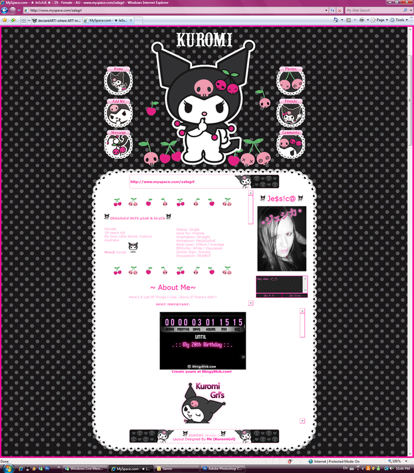 Kuromi MySpace Layout V3 by ~kuromigrl on deviantART
