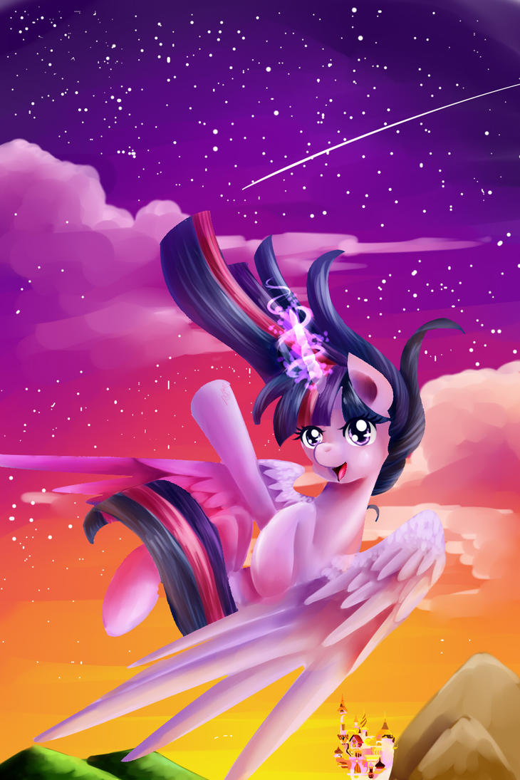 floating_above_canterlot__just_smile_and