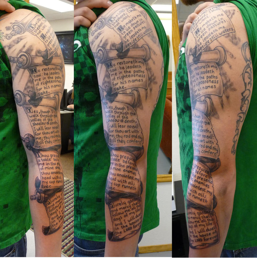 more of the scripture sleeve - sleeve tattoo