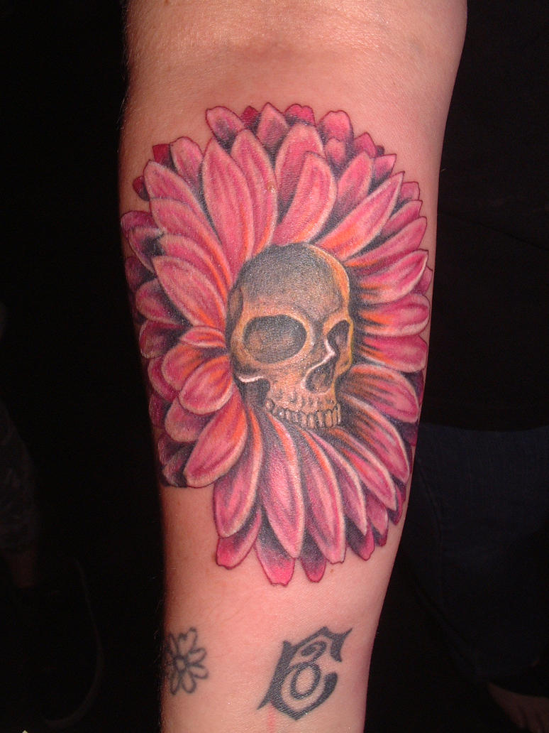 skull flower | Flower Tattoo