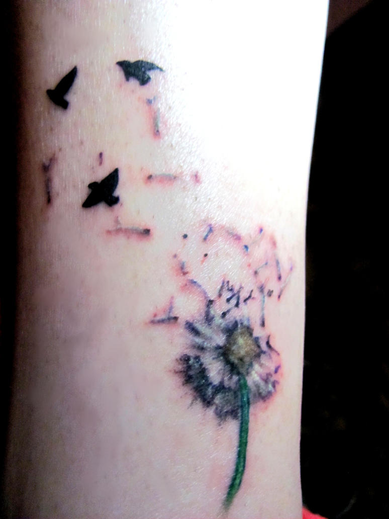 dandelion and birds tattoo by