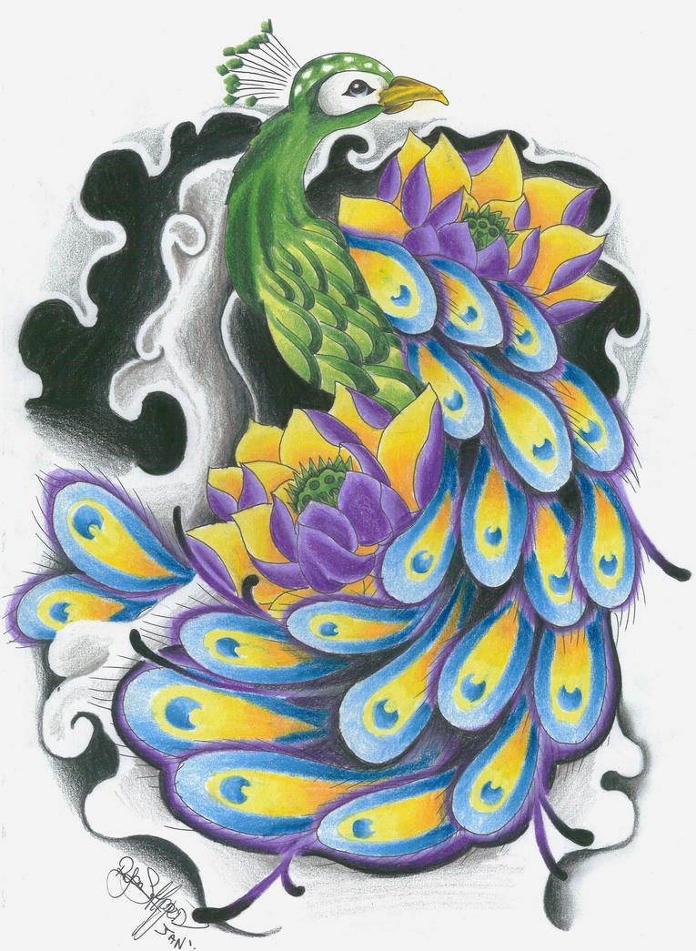 Beautiful Peacock | Flower Tattoo