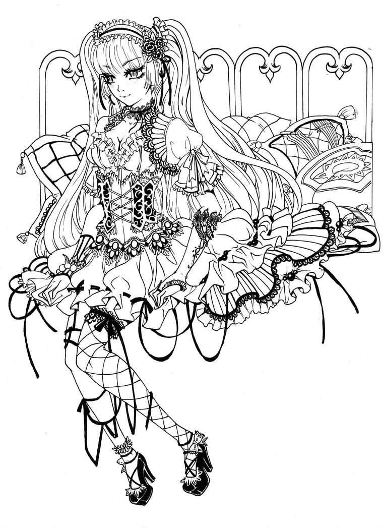manga women coloring pages for adults - photo #24