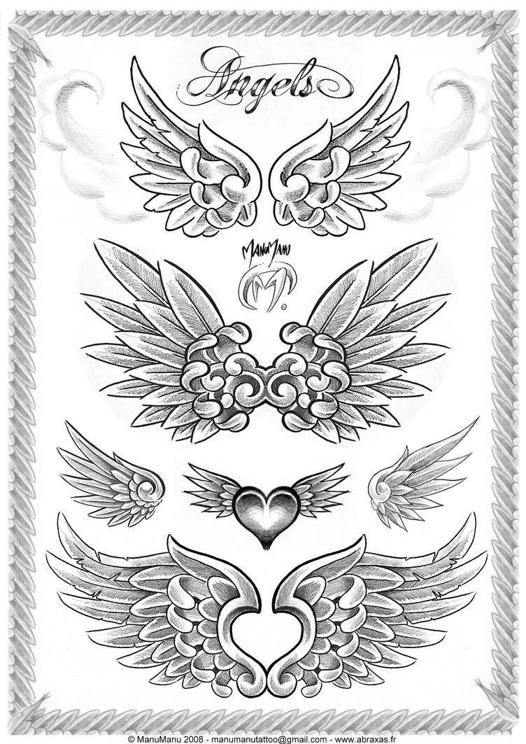 angel wing tattoos with names