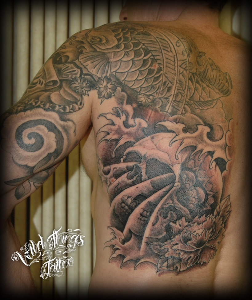 Back Piece Japanese Koi Fish Tattoo Picture 4