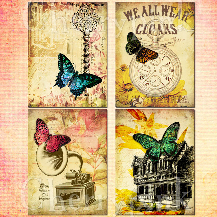 Digital Collage Sheet Butterfly Ephemera Printabl By Miabumbag On 