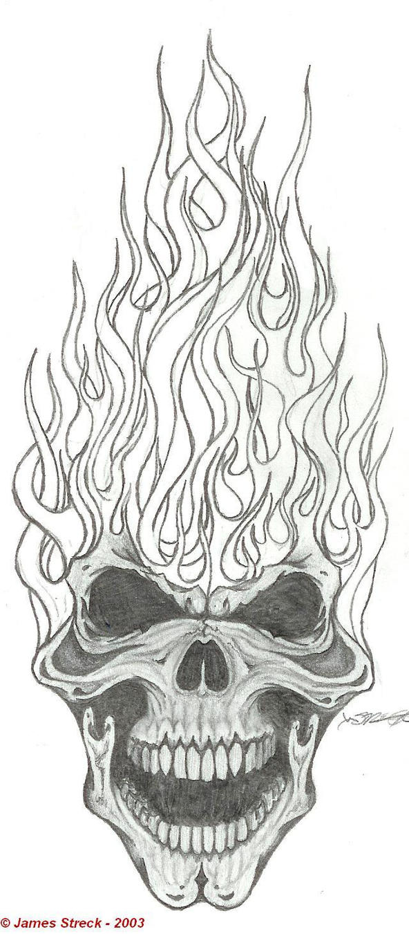 Skull in Flames I by JamesStreck on DeviantArt