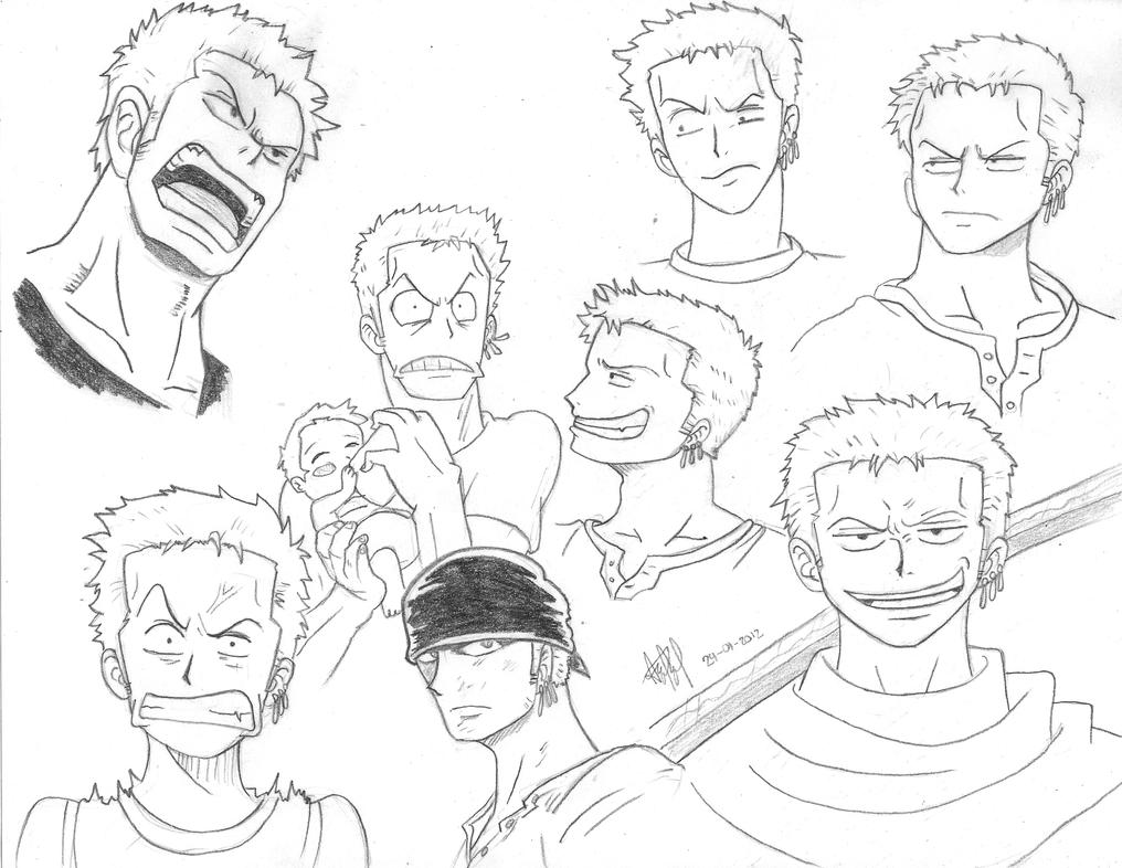 Zoro Expressions - Pencils by Andrea--P on DeviantArt